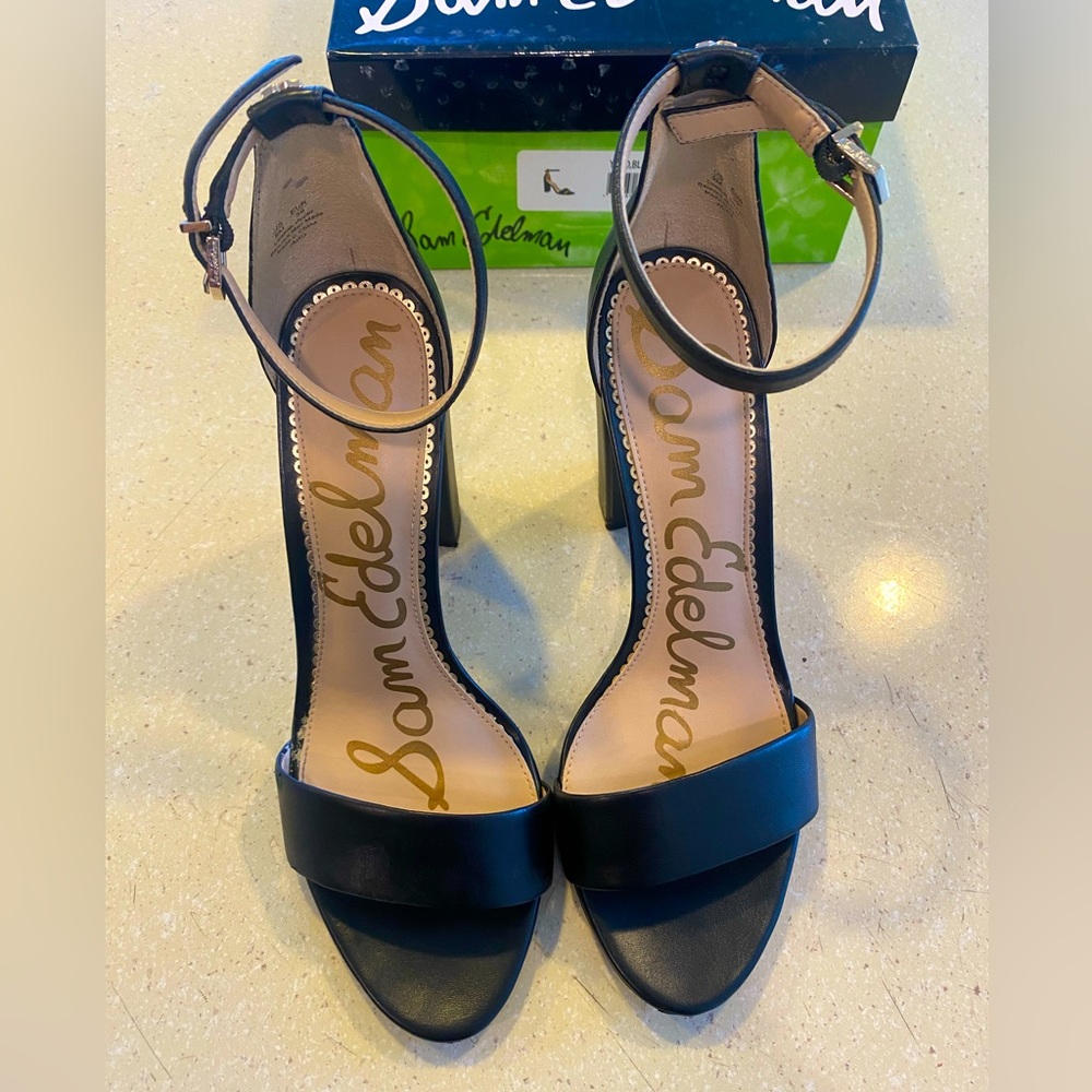Sam Edelman Yaro Block Heel Black Leather Scandal size 9